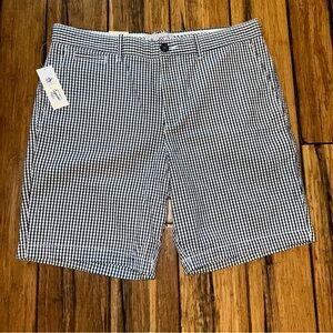 NWT 🐧Original Penguin Dark Sapphire Navy White Gingham Slim Fit Shorts